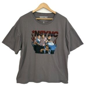 NSYNC Group Member Band T-Shirt Women Size XXL Grey Short Sleeve Graphic Tee Y2K